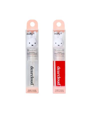 dearcloud x Miffy Lip Serum Jelly Duo - Hydrating Lip Gloss for Women with Vitamin E and Hyaluronic Acid - Korean Skin Care Tinted Lip Balm Set
