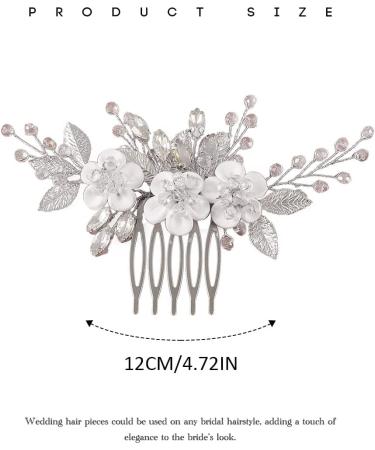 Vakkery Flower Bridal Hair Comb Silver Bride Crystal Hair Headpiece Prom Wedding Hair Accessories for Women and Girls - Buy Online on GoSupps.com