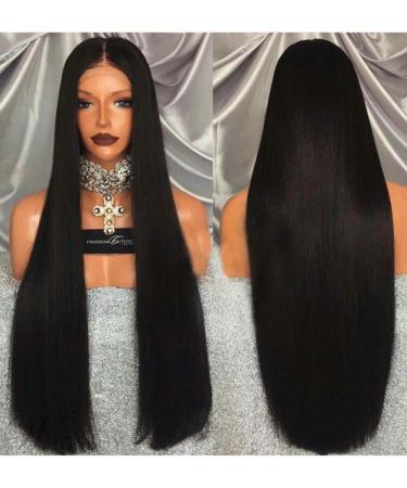 BGHJUE N Wig Black And Straight Short Synthetic Wig Blend 50% Human Hair Soft Smooth Heat Resistant Cut Hair Wigs For Women