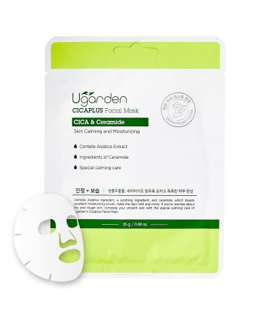CICAPLUS Facial Mask Hydrating and Calming Face Sheet Mask - Cica Ceramide Panthenol Aloe Vera Ultra Adhesive Tencel Sheet Dermatology Tested 10 Sheet