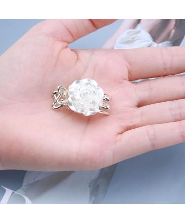 TseenYi Flower Wedding Hair Clip Vintage Rose Flower Claw Clip Bridal Headpiece Hair Clip Crystal Hair Pins Accessories Jewellery for Women Girls (White 1 Piece) - Buy Online on GoSupps.com