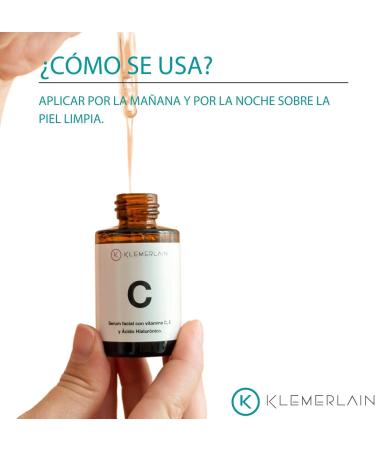 Klemerlain Vitamin C & E Facial Serum with Hyaluronic Acid Stain-Resistant Acne-Anti-Wrinkle 91% Natural Ingredients Vegan Face Serum 30ml - Buy Online on GoSupps.com