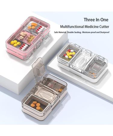 3-in-1 Pill Cutter & Splitter - Stainless Steel Blade Grinder Function Easy Clean Brush - Perfect for Small & Large Pills (White - Buy Online on GoSupps.com