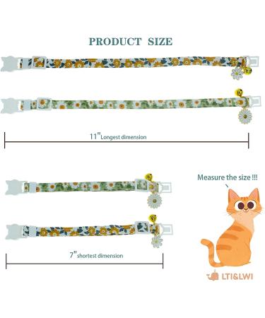 Faygarsle Cotton Breakaway Cat Collar with Bell Daisy Charm - Green & Orange - Buy Online on GoSupps.com