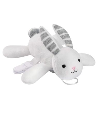 Kiinde Petra Pacifier Leash Clip Holder  Ultra Soft  Machine Washable  Universally Compatible with Most Pacifier Brands  for Babies and Toddlers 0-24 Months  Bunny