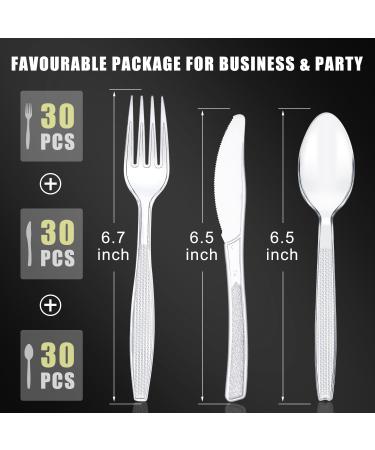 Plastic Cutlery Set 90 Pieces 30 Plastic Forks Knives and Plastic Spoons Reusable Plastic Cutlery Transparent and Robust Cutlery Sets for Birthday Party Barbecue Party Wedding ect (Transparent) Transparent Cutlery Set 90 Pcs - Buy Online on GoSupps.com