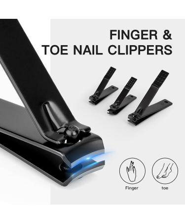 Professional 16Pcs Nail Clippers Set | Men's & Women's Manicure Pedicure Kit | Stainless Steel Travel Grooming Set with Tweezers & Cuticle Remover - Black - Buy Online on GoSupps.com