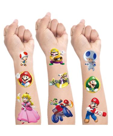 8 Sheets Temporary Tattoos Stickers For Mario  Mario Birthday Party Supplies Decorations Party Favors  Gifts for Boys Girls School Classroom Rewards