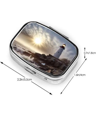 Shop Lighthouse Rocks Seaside 2 Compartment Pill Case - Cute Travel Pill Organizer for Purse & Pocket | Perfect Gift - Buy Online on GoSupps.com