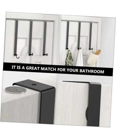 Generic 4 Pcs Door Hook Wall Mounted Clothes Hanger Wall Hanger Over Door Towel Bar Black Stainless Steel - Buy Online on GoSupps.com