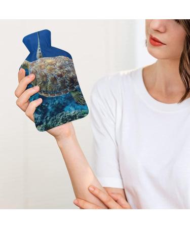 Hot Water Bottle with Lid - Sea Turtle Rubber Bag for Pain Relief Cramps & Foot Warmer | Ideal Hot & Cold Therapy - Buy Online on GoSupps.com