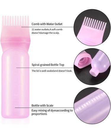 ORTUH 3 Hair Oil Applicator Bottle 160ml Hair Dye Brush Bottle Hair Dye Applicator Brush Hair Oil Applicator Bottle Applicator Brush Bottle With Graduated Scale For Salon Dyeing Perming (Pink) - Buy Online on GoSupps.com