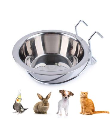 Wontee Pet Bowl Stainless Steel Hanging Food Water Bowls Bird Cage Feeder for Birds, Parrots, Small Sized Dogs and Cats