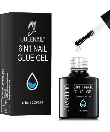 Gel Nail Glue 8ml Nail Glue UV Gel for Acrylic Nails 6 in 1 UV Nails Glue Base Coat for Nail Tips Long Lasting Extra Strong Nail Building Extension Gel Nail Glue for False Nails - Buy Online on GoSupps.com