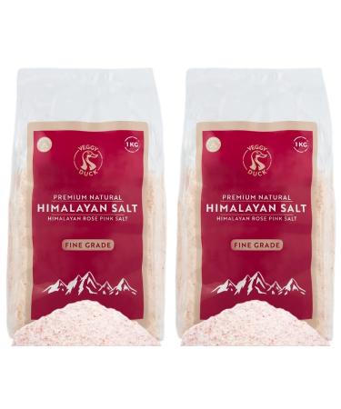 Veggy Duck - Pure Pink Himalayan Salt 2Kg (1Kg Pack of 2) - Fine Grade | Unrefined | Natural | GMO Free | Vegan Friendly | from Punjab Pakistan