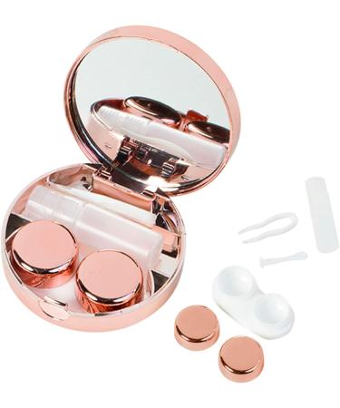 Rose Gold Glitter Pearl Mini Travel Contact Lens Kit - Mirror Case Removal Tool & Tweezers - Buy Online on GoSupps.com