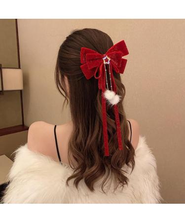 Mobestech Hair Bow Bowknot Hair Clip Big Bowknot Hairpins Bow Hair Barrette Hair Bows Clip for Women Girls Hair Styling for Christmas New Year Party - Buy Online on GoSupps.com