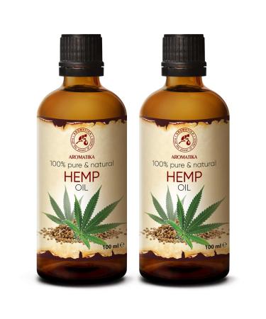 Set hemp oil 2x100ml - cold pressed - pure & natural - glass bottle - hemp oil - basic oil - hemp seed oil - intensive care for face - hair