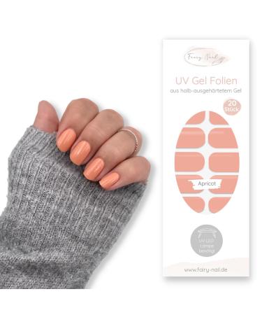 Fairy Nail UV nail foils self-adhesive gel foils half-cured 20 pieces nail wraps nail polish strips to stick on (Apricot) - Buy Online on GoSupps.com