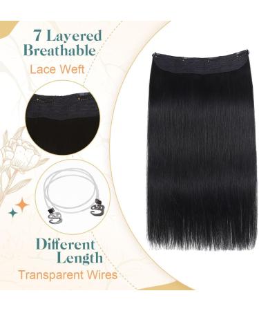Sindra Black Wire Hair Extensions Real Human Hair 18 Inch 80g Black Hair Extensions Straight Silky Wire Hair Extensions Human Hair (#1-18inch) 18 Inch #1 - Buy Online on GoSupps.com