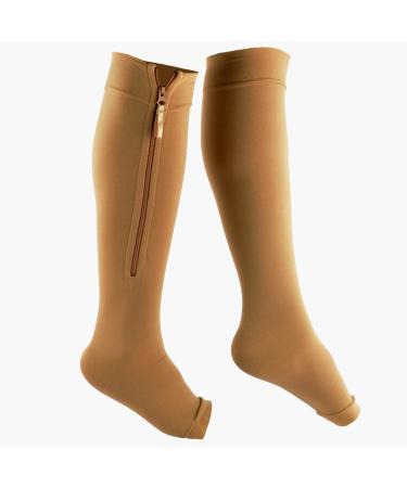 Docen Sport with zip compression stockings zipper calf compression stockings yellow S_Open leg compression stockings 20-84 mmHg yellow S