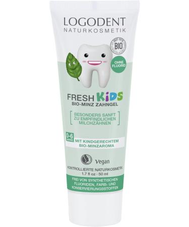Logodent Naturkosmetik Fresh Kids Bio Mint tooth for healthy and strong milk and children's teeth free of synthetic fluoride additives vegan 1 x 50ml