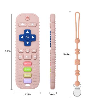 TV Remote Control Shape Silicone Teething Toy for Babies 0-24 Months - Baby Chew Toys & Pacifier Clip, Boys Girls Teether (Pink) - Buy Online on GoSupps.com