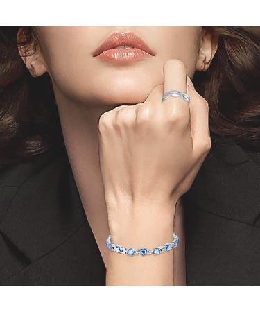 Vicmag Titanium Steel Lymphatic Drainage Magnetic Bracelet for Women - Ultra Strength Adjustable Bracelet with Removal Tool and Gift Box - Blue Heart Crystal - Buy Online on GoSupps.com