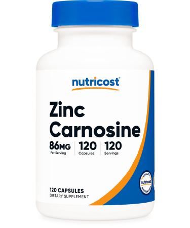 Nutricost Zinc Carnosine 86mg 120 Capsules - Non-GMO Gluten Free Zinc L-Carnosine Supplement - Buy Online on GoSupps.com