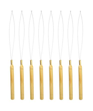 8 Pieces Hair Extension Loop Needle Wood Hair Extension Pulling Hook Tools for Micro Rings Nano beads Styling Accessories