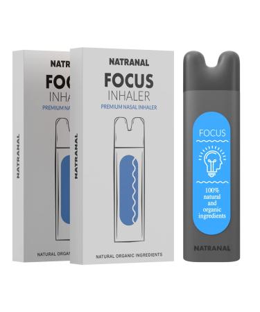 Natranal Focus Organic Dual Nasal Inhaler - Focus Memory and Concentration Support - Aromatherapy Inhaler to Increase Focus and Mental Speed - Made in USA (2 Pack) Focus 1 Count (Pack of 2)