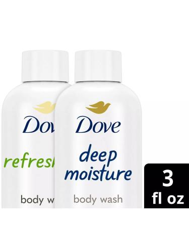 Dove Body Wash Travel Size Variety 6-Pack Refresh Cucumber & Green Tea + Deep Moisture 24H Renewing Moisture for Soft Skin 3 Oz Ea - Buy Online on GoSupps.com