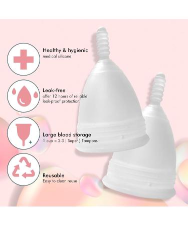 M Muncaso Menstrual Cup 2 Pack - Soft Flexible Medical Silicone Reusable Period Cup - White | Eco-Friendly Menstruation Solution - Buy Online on GoSupps.com