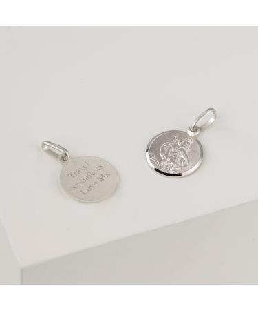Personalised Sterling Silver St Christopher Pendant - Engraved Message - 925 Silver 12mm - Buy Online on GoSupps.com