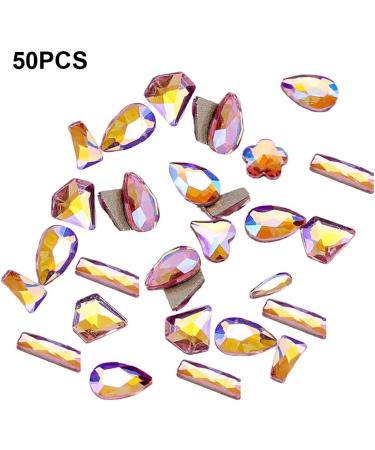 dijiusidy 50 Pieces Glass Crystal Set Eye-catching Personalized Nail Art Rhinestones DIY Handcraft Manicure Accessories for Card Making Pink AB - Buy Online on GoSupps.com