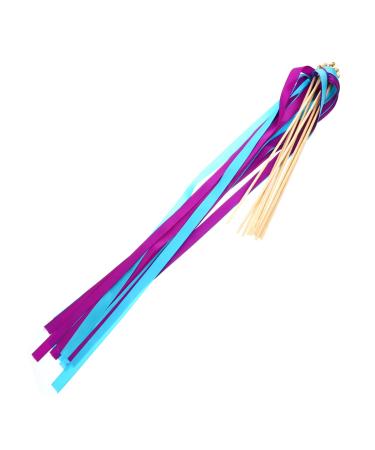 1 Set 10pcs Cheering Ribbon Rain Fairy Wand Bells Ribbon Party Streamers Ribbon Sticks Streamer Party Fairy Sticks Dance Ribbon Stick Dance Ribbon Streamer Polyester Belt Wedding Blue 30.5x62x0.4cm