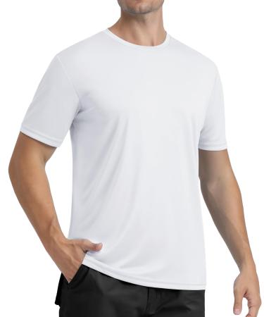 Magcomsen Men's Summer UV Shirt Shirt Shirt Outdoor Quick Dry Functional Hirts Upf 50+ Fitness Training Hirt Single Casual Frezeit T-Shirt Jogging Hiking Sports Hirts White L