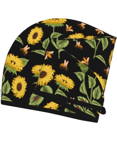 Hair Towel Wrap - Quick Dry Towel Turban with Button | Bees & Sunflowers Design for Effortless Hair Drying - Buy Online on GoSupps.com
