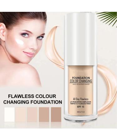 Flawless Colour Changing Foundation Makeup SPF 15 Warm Skin Tone Foundation Liquid Foundation Makeup Waterproof Foundation for Mature Skin Long Lasting Face Moisturizing Liquid Cover Concealer(1pc) - Buy Online on GoSupps.com