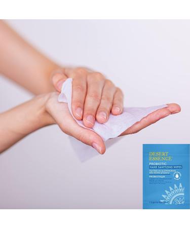 Desert Essence Probiotic Hand Sanitizing Wipes Lemongrass 20 ct - Gluten-Free Vegan Cruelty Free - Kills 99.99% of Germs - Skin Conditioning & Moisturizing - Buy Online on GoSupps.com