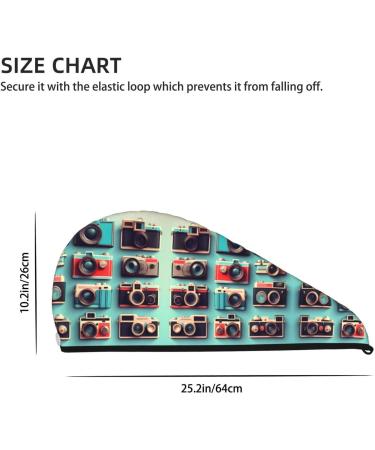 Retro Camera Collection Coral Velvet Hair Cap | Absorbent Dry Towel Wrap for Women | Ideal for Wet Hair Travel & Swimming Pool - Buy Online on GoSupps.com