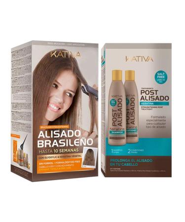 Kativa Keratin And Argan Oil Brazilian Straightening Kit 150ml + Post Relaxer kit x2