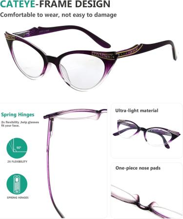 Eyekepper Cateyes Women's Reading Glasses - Purple-Transparent 1.50 | Stylish Lightweight & International Shipping - Buy Online on GoSupps.com