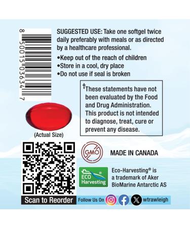 Rawleigh Premium Red Krill Oil: 60 Non-GMO Softgels 1000mg of Euphasia Superba Oil a Day Rich in Choline Phospholipids Astaxanthin EPA & DHA Omega-3 Fatty acids for Heart Joints Brain Health - Buy Online on GoSupps.com