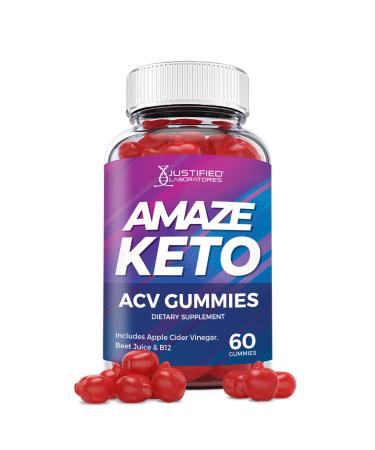Justified Laboratories Amaze ACV Keto Gummies 1000MG with Pomegranate Juice Beet Root B12 60 Gummys