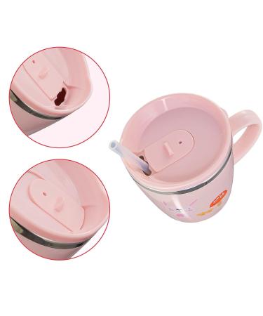Valueder Kids Stainless Steel Trainer Straw Cup 7oz - Pink Rabbit Design - Buy Online on GoSupps.com