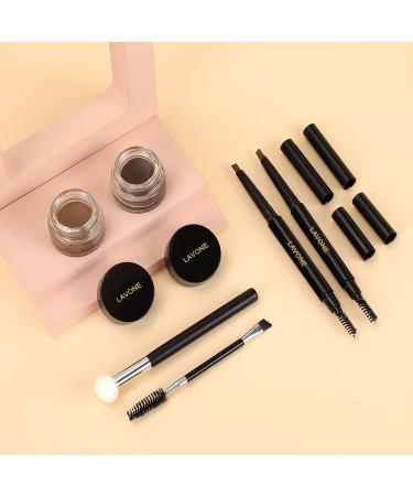 Eyebrow Stamp Stencil Kit with Waterproof Pencil, Pomade, 20 Stencils, and Dual-ended Brush - Soft Brown - Buy Online on GoSupps.com