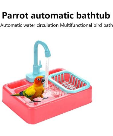Yoruii Parrot Bath Tub with Faucet | Bird Shower Bath Feeder in Blue | Multifunctional Bird Supplies - Buy Online on GoSupps.com