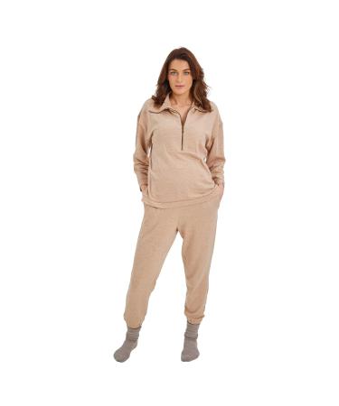 BABA WEST Organic Cotton Comfortable Maternity Loungewear - Camel Two-Piece Pregnancy Loungesuit