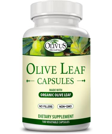 Olive Leaf 550 mg Vegetable Capsules Pure Organic Olive Leaf Powder with No Fillers Immune Support Antioxidant 100 Capsules